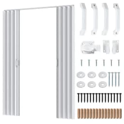 PVC Accordion Folding Door 48/60x80in, Interior Bifold Closet Door with Handle Latch and Full Installation Hardware