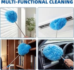 360 Electrostatic Dust Duster Telescopic Flexible Stainless Steel Household Feather Duster Cleaning Tool Microfiber Dust Brush