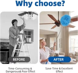 360 Electrostatic Dust Duster Telescopic Flexible Stainless Steel Household Feather Duster Cleaning Tool Microfiber Dust Brush