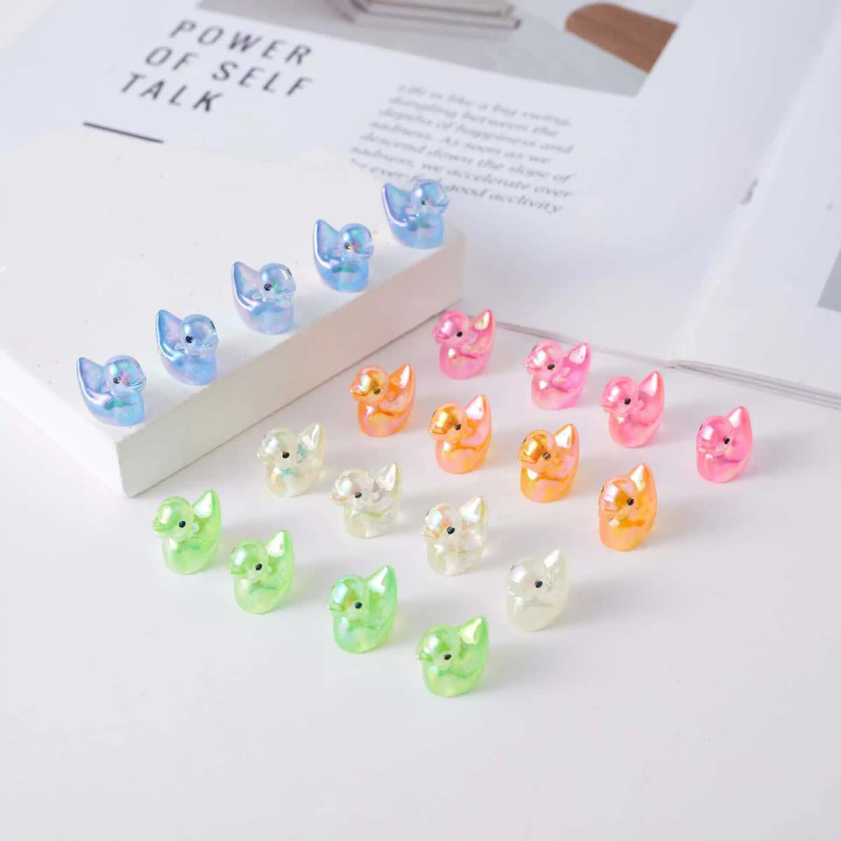 10-100pcs Tiny Electroplated Iridescent Resin Ducks Miniatures Figurines for Micro Garden Landscape DIY Home Potted Plant Decora