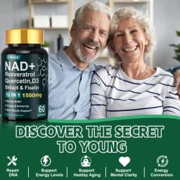 Fmlave NAD+ Resveratrol, Shilajit & Fisetin, Quercetin, D3, – 12-in-1 Enhance Cellular Vitality and Energy, Immunity & Skin Beauty 60 Capsules