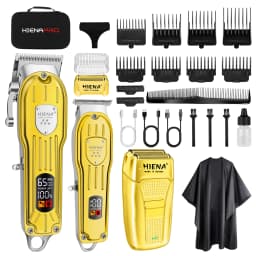 HIENA Hair Cutting Kit with LED Display USB, Gifts for Men Hair Clippers Set for Men Professional Barber Kit for Hair Cutting Cordless Rechargeable Clippers and Trimmers Set