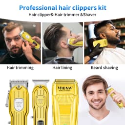HIENA Hair Cutting Kit with LED Display USB, Gifts for Men Hair Clippers Set for Men Professional Barber Kit for Hair Cutting Cordless Rechargeable Clippers and Trimmers Set