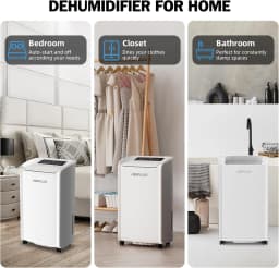 AIRPLUS 70 Pint Dehumidifier for Home Basements Large Room, 4500 Sq.Ft Efficient Energy Saving with Drain Hose, Dual Protection, 4 Smart Modes, 24H Timer & Defrost Function
