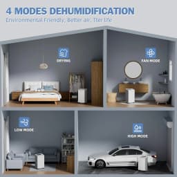 AIRPLUS 70 Pint Dehumidifier for Home Basements Large Room, 4500 Sq.Ft Efficient Energy Saving with Drain Hose, Dual Protection, 4 Smart Modes, 24H Timer & Defrost Function
