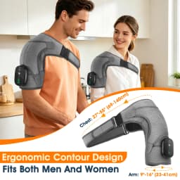 Heated Shoulder Massager Wrap Electric Vibration Massage Support Strap Smart LED Display Cordless Heating Pad Muscle Relaxation