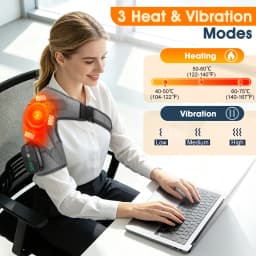 Heated Shoulder Massager Wrap Electric Vibration Massage Support Strap Smart LED Display Cordless Heating Pad Muscle Relaxation