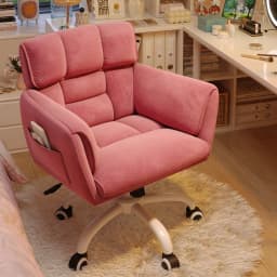Home Office Chair with Arms Wheels Square Leisure Vanity Chair Adjustable Height Makeup Chair Soft-Touch Desk Chair for Bedroom
