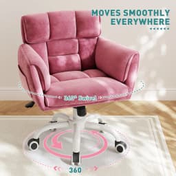 Home Office Chair with Arms Wheels Square Leisure Vanity Chair Adjustable Height Makeup Chair Soft-Touch Desk Chair for Bedroom