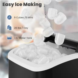 JHK Portable Kitchen Ice Machine Countertop Ice Maker with Handle 9 Bullet Ice Cubes Ready in 6 Mins Self-Cleaning Quiet Compact Ice Maker for Home Camping