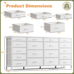EnHomee 18-Drawer Long Fabric Dresser – 63" TV Stand with LED Lights & Power Outlets, Fits 65–75" Screens – For Bedroom, Living Room, Entryway, Hallway, Closet