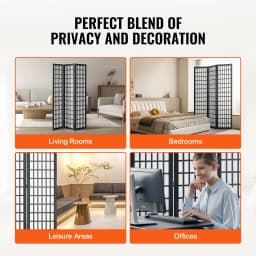 SucceBuy 3/4/6 Panel Wood Folding Privacy Screen Portable Decoration Screens for Room Separation Home Office Restaurant&Bedroom