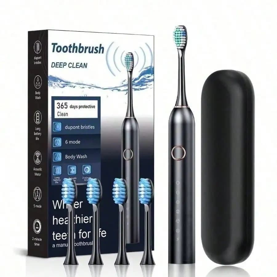 Popular Toothbrush, Adult Household Soft-Bristled Sonic Electric Toothbrush USB Rechargeable Couple Toothbrush, With Four Brush Heads