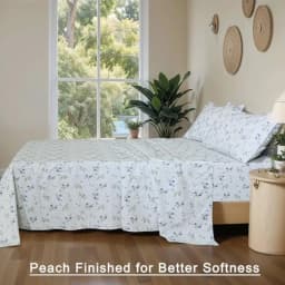 100% Cotton Organic Percale Sheets Size Crisp Cooling Bed Sheets for Hot Sleepers, Deep Pocket 15", Soft Peach Finish, Breathab