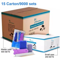 600 Sets/Carton Disposable Pedicure Sets 5Pcs Disposal Pedicura Kit With Cuticle Wood Stickfor Professional Nail Salon Tools