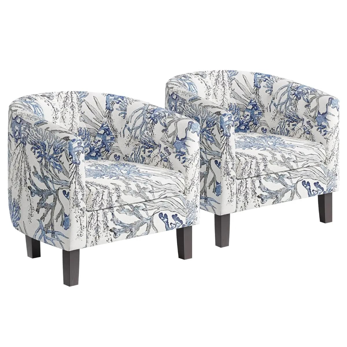 Arm Chair, Set of 2 Modern Comfy Upholstered Tufted Club Chair with Sturdy Legs and Linen Fabric for Bedroom Livin