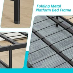 BestMassage Twin Metal Foldable Bed Frame Heavy Duty Steel Slats 6 Legs No Box Spring Easy Assembly Under-Bed Storage For Home
