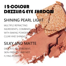 12-Color Eyeshadow Palette, Mirror Packaging, Pearlescent Shimmer, Stage Makeup Effect, Long-Lasting, Easy to Apply, Waterproof