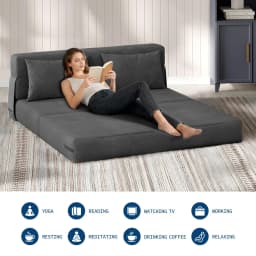 4-in-1 Folding Sofa Bed Convertible Sleeper Soft Corduroy Loveseat Couch With Pillow Space-Saving Fold Out Chair Bed For Room