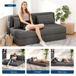 4-in-1 Folding Sofa Bed Convertible Sleeper Soft Corduroy Loveseat Couch With Pillow Space-Saving Fold Out Chair Bed For Room