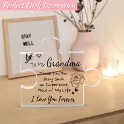 Celebrate Your Grandma with This Engraved Acrylic Puzzle Shape Plaque - Perfect Gifts for Christmas and Birthday