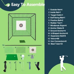 10×10ft Golf Driving Cage with Metal Frame,Triple-Turf Mat and Target Cloth,Driving Chipping Training Swing with Targets Outdoor