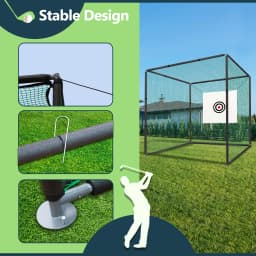 10×10ft Golf Driving Cage with Metal Frame,Triple-Turf Mat and Target Cloth,Driving Chipping Training Swing with Targets Outdoor
