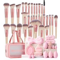 53PCS Makeup Tools:1PC Cosmetic Bag+32PCS Makeup Brush Set+8PCS Makeup Sponges+8PCS Powder Puffs+4PCS Makeup Tools