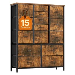 15 Drawer Dresser, 48 Inch Fabric Tall Dresser for Bedroom Closet with Wood Grain Print Top & Sturdy Metal Frame, Customized
