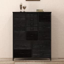 15 Drawer Dresser, 48 Inch Fabric Tall Dresser for Bedroom Closet with Wood Grain Print Top & Sturdy Metal Frame, Customized