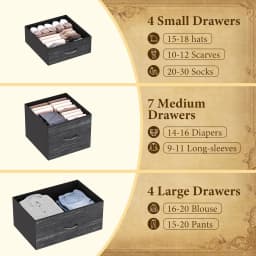 15 Drawer Dresser, 48 Inch Fabric Tall Dresser for Bedroom Closet with Wood Grain Print Top & Sturdy Metal Frame, Customized