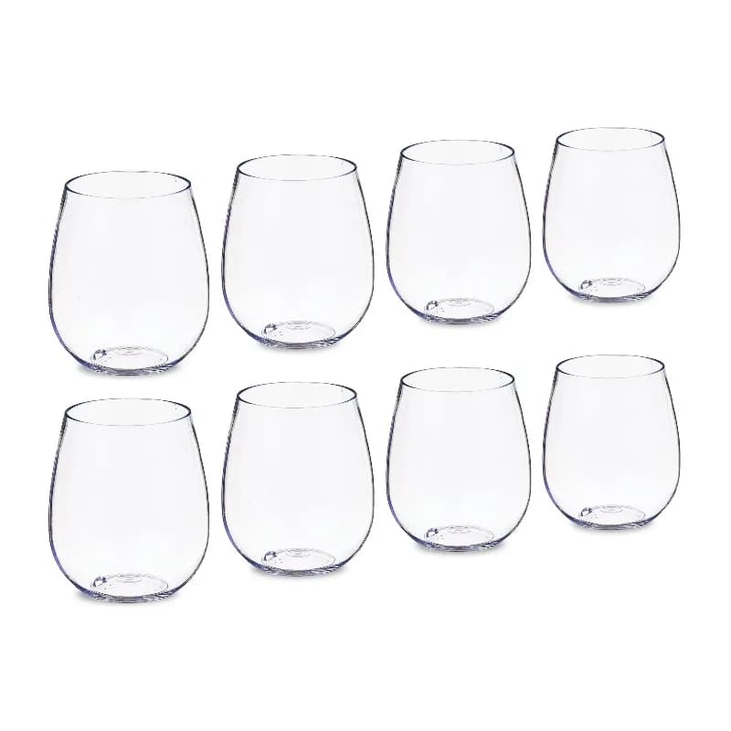Clear Plastic Wine Glasses, 18.3 fl oz, 8 Pieces