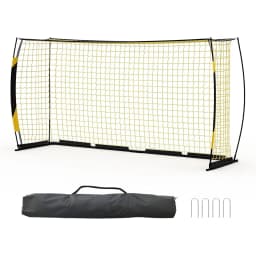 12x6ft Portable Soccer Goal Heavy Duty Metal Frame Foldable Backyard Soccer Net Fiberglass Support Training Equipment With Bag