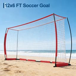 12x6ft Portable Soccer Goal Heavy Duty Metal Frame Foldable Backyard Soccer Net Fiberglass Support Training Equipment With Bag