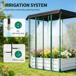 3-in-1 Raised Garden Bed 48"x36"x12" Galvanized Metal Planter Box Drip Irrigation Insect Net Shade Cloth Outdoor Vegetables