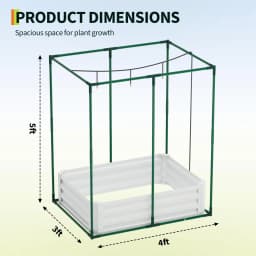 3-in-1 Raised Garden Bed 48"x36"x12" Galvanized Metal Planter Box Drip Irrigation Insect Net Shade Cloth Outdoor Vegetables