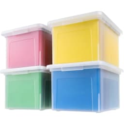 IRIS USA 4-Pack 35 Qt Clear Plastic File Box with Lid, Stackable Nestable Document Storage Organizer, BPA-Free Portable File Bin