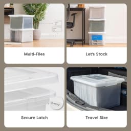 IRIS USA 4-Pack 35 Qt Clear Plastic File Box with Lid, Stackable Nestable Document Storage Organizer, BPA-Free Portable File Bin