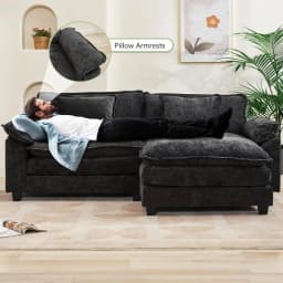 86" Modular Sectional Sofa, Comfy Cloud Couch Sectional Sofa with Ottoman, Chenille Sofa Sleeper Deep Seat Sofa, Customized