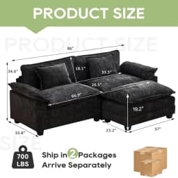 86" Modular Sectional Sofa, Comfy Cloud Couch Sectional Sofa with Ottoman, Chenille Sofa Sleeper Deep Seat Sofa, Customized