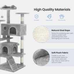 MCQ 54IN Indoor Cat Tree Tower Multi-Level with Sisal Scratching Post Round Platform Condo with Climbing Ladder Toys For Home