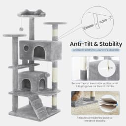 MCQ 54IN Indoor Cat Tree Tower Multi-Level with Sisal Scratching Post Round Platform Condo with Climbing Ladder Toys For Home