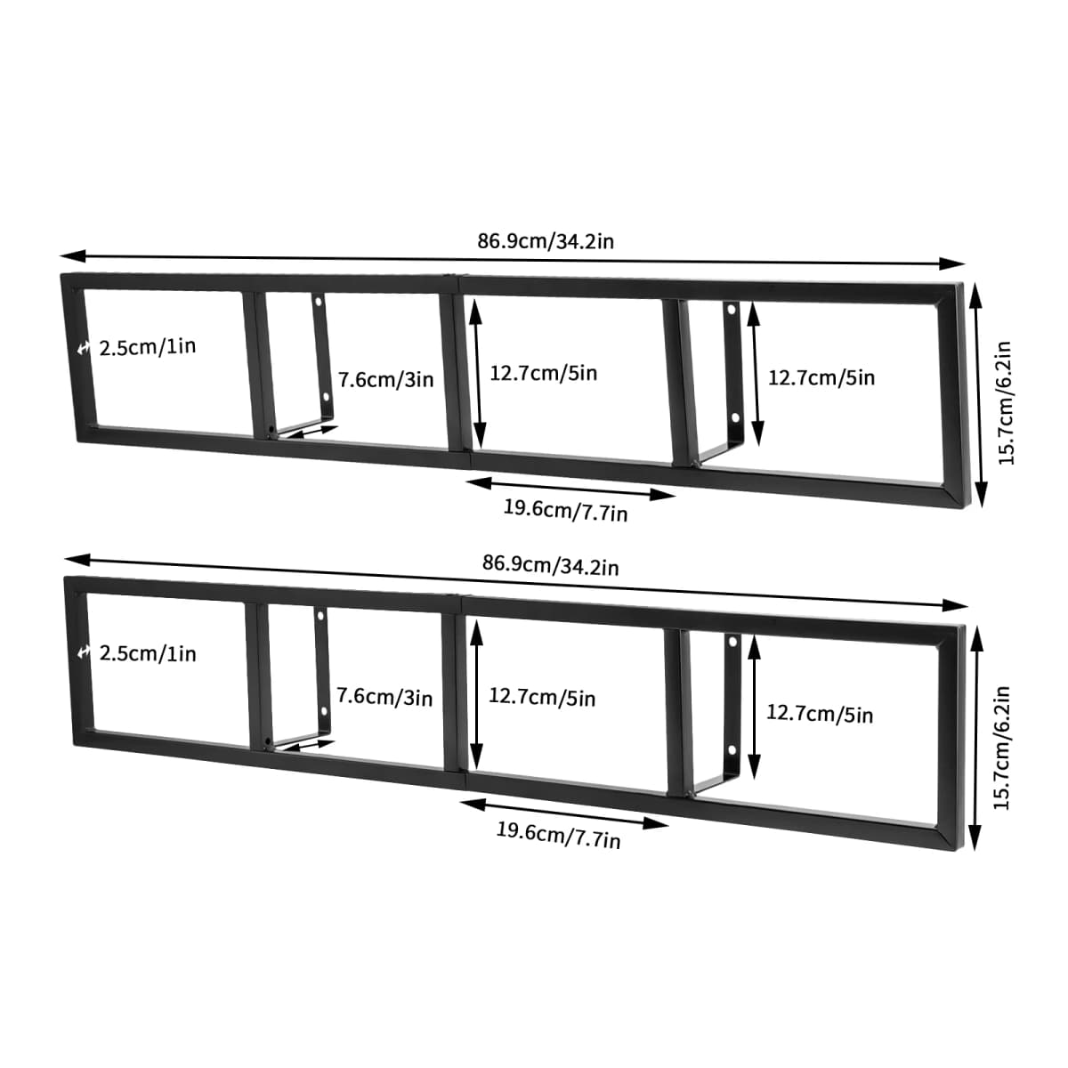 2PCS Wall Mount 34 Inch Media Storage Rack, CD DVD Organizer Metal Shelf, 34 Inch Black Cube Storage Media Shelf and Video Game Organizer