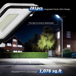 Solar Lights High-Power 6500K LED Dusk to Dawn Waterproof LED Solar Street Light Backyard Street Lamps Security Flood Lighting