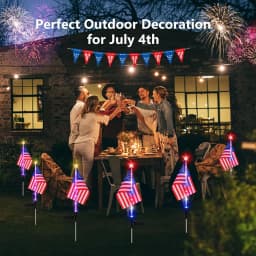 4Pcs LED American Flag Solar Lights Outdoor, 4th Of July Decoration Flag Lights with 2 Modes, Waterproof Summer Decora Garden Light, LED Solar Flag Patriotic Lights for Yard, Garden, Pathway, Independence Day, Memorial Day