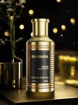 Bharara King Gold Edition Eau de Parfum 3.4oz/100ml Woody Spicy Fragrance for Men with Travel Spray