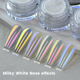 YOKEFELLOW GleamTap Cushion Aurora Chrome Nail Powder 6 Color Mermaid Aurora Effect Nail Art Glitter Decoration for Home DIY Salon Manicure GT117-GT122