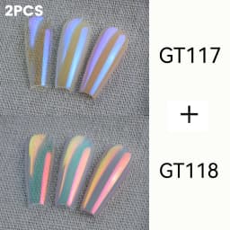 YOKEFELLOW GleamTap Cushion Aurora Chrome Nail Powder 6 Color Mermaid Aurora Effect Nail Art Glitter Decoration for Home DIY Salon Manicure GT117-GT122