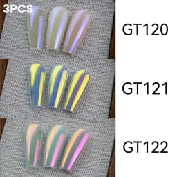 YOKEFELLOW GleamTap Cushion Aurora Chrome Nail Powder 6 Color Mermaid Aurora Effect Nail Art Glitter Decoration for Home DIY Salon Manicure GT117-GT122