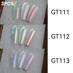 YOKEFELLOW GleamTap Cushion Aurora Chrome Nail Powder 6 Color Mermaid Aurora Effect Nail Art Glitter Decoration for Home DIY Salon Manicure GT117-GT122